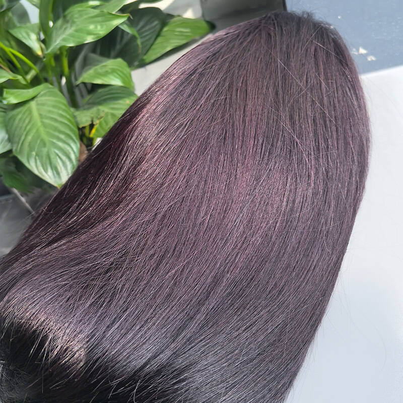 Novaé Dark Burgundy Straight Human Hair Glueless Wig - 7x5 HD Lace Layered - 99J