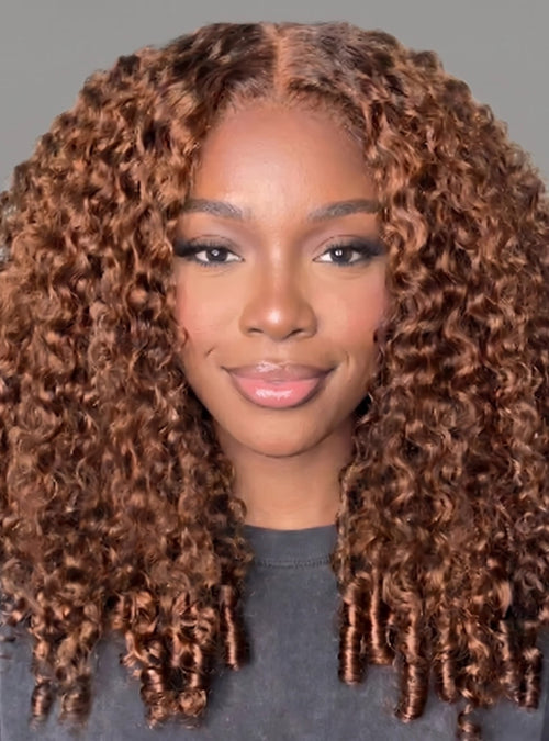 Novaé 13x6 Burmese Curly Glueless Wig — Chocolate Brown - Full HD Lace Front, Wear & Go with Invisible Drawstring
