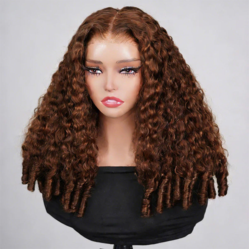 Novaé 13x6 Burmese Curly Glueless Wig — Chocolate Brown - Full HD Lace Front, Wear & Go with Invisible Drawstring