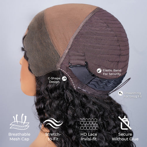 Novaé 13x6 Burmese Curly Glueless Wig — Full HD Lace Front, Wear & Go with Invisible Drawstring